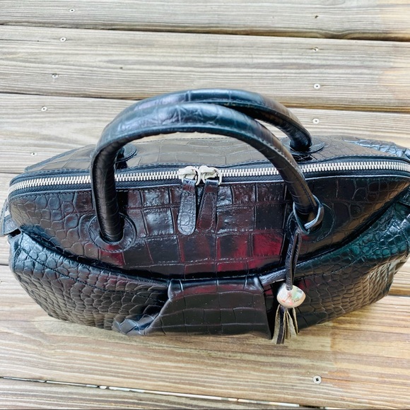 Furla Black Moc Croc XL Satchel EUC - Picture 14 of 17